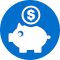 Circle Illustration of a pig with a dollar sign hovering above