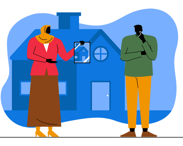 The agent shows the house to the client